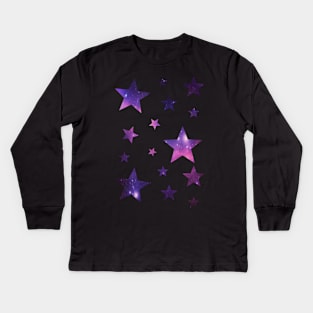 Purple Ombre Galaxy Stars Kids Long Sleeve T-Shirt